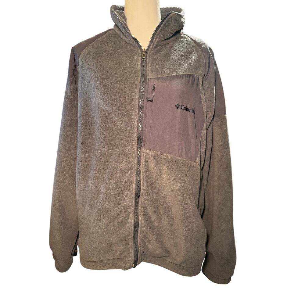 Columbia Interchange Charcoal Gray Fleece Full Zip Outdoor Jacket, Men's XL
